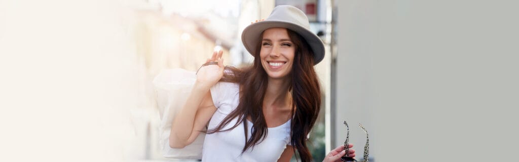 Smiling woman enjoying