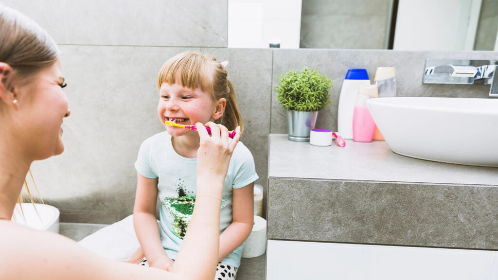 Daily oral care routine for school kids