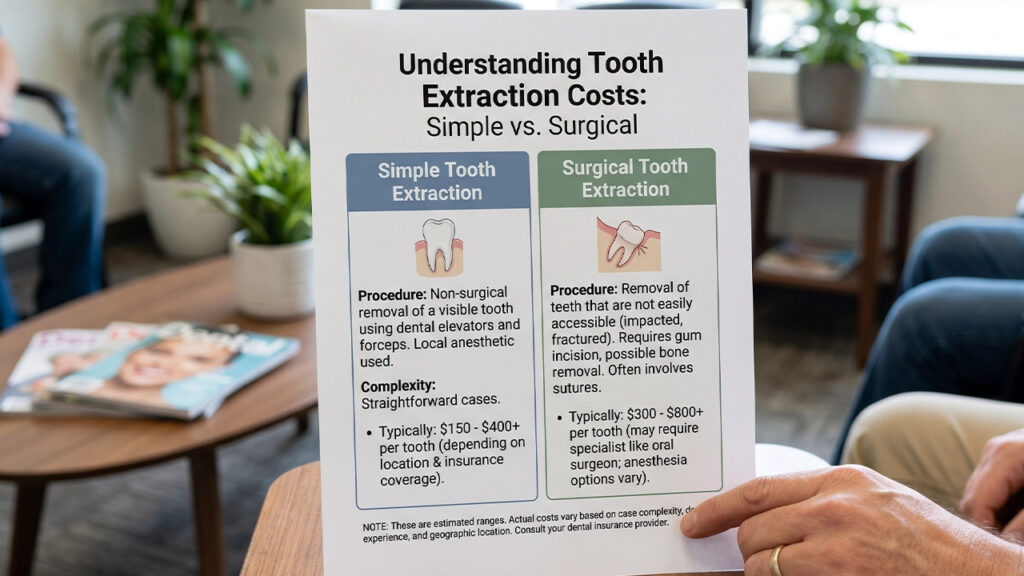 Simple tooth extraction cost vs. Surgical tooth extraction cost