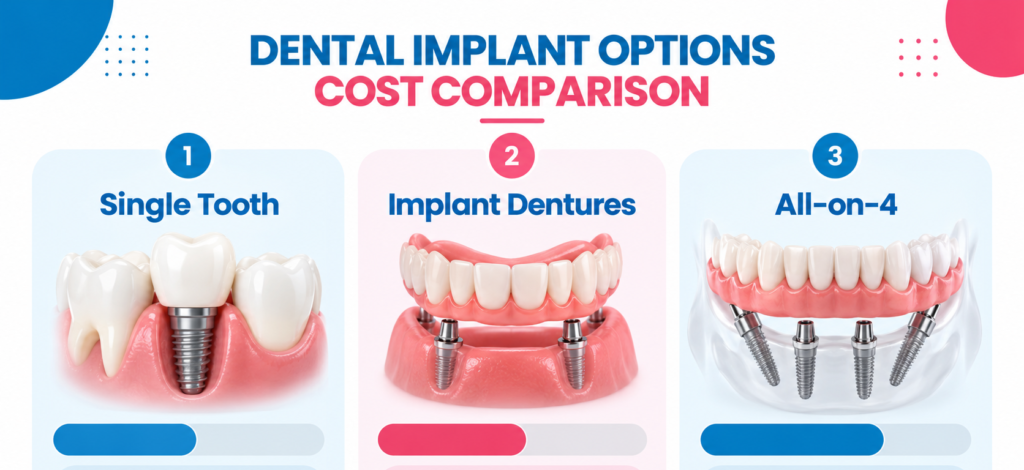 Single tooth implants vs implant dentures edited Single tooth implants vs implant dentures vs all-on-4: cost comparison