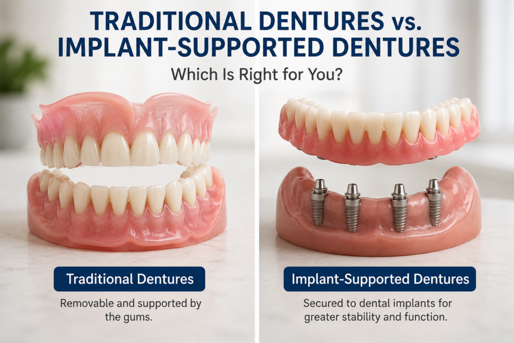 Image 112 Traditional dentures vs. Implant-supported dentures