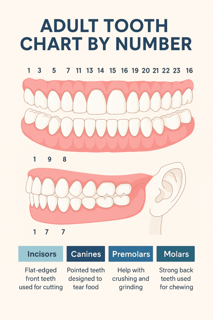 Adult tooth chart by number