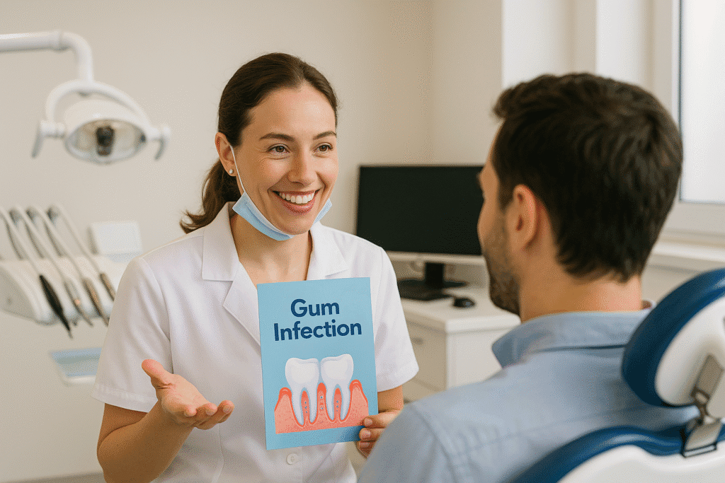 What causes gum infections?