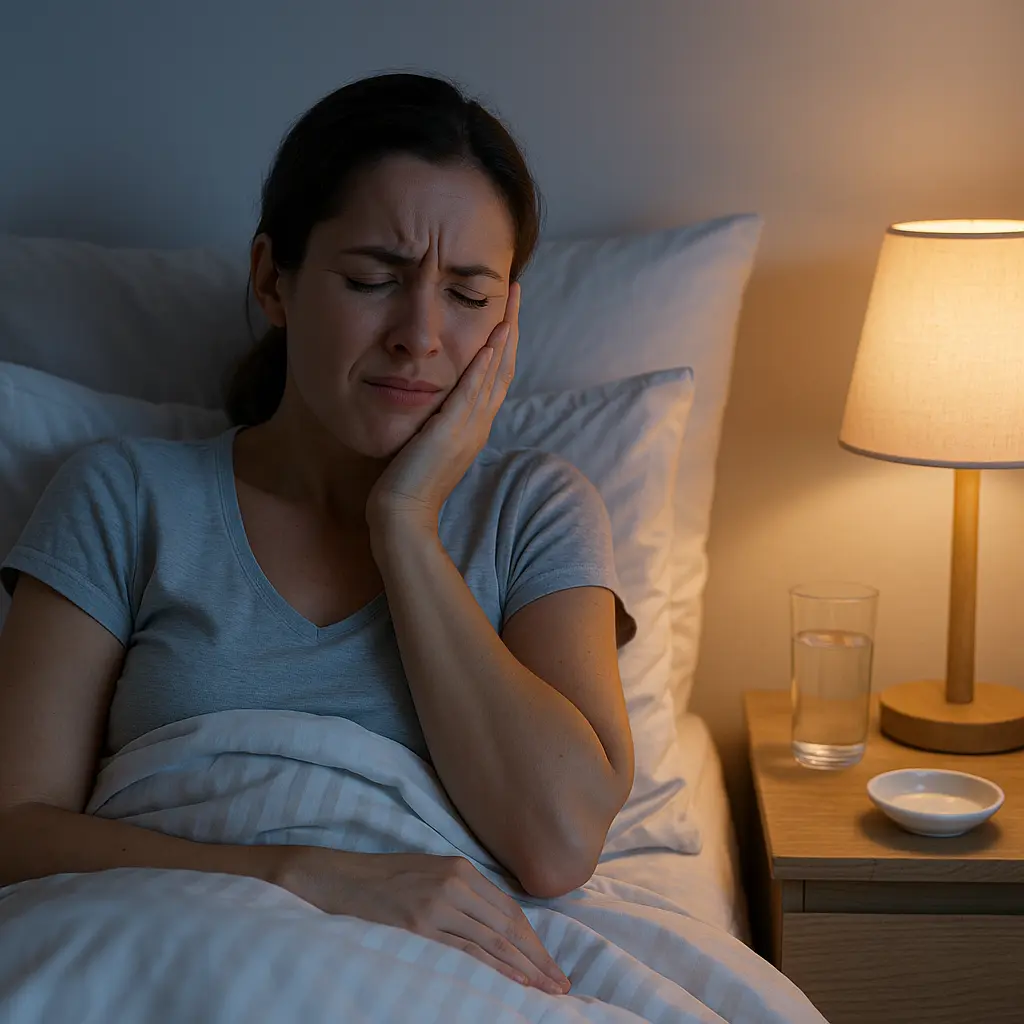 Toothache at night Person experiencing toothache pain at night